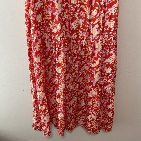 J.Mclaughlin Harriet Silk-Blend Red Butterfly Floral Printed Midi Dress Large - Picture 5 of 11